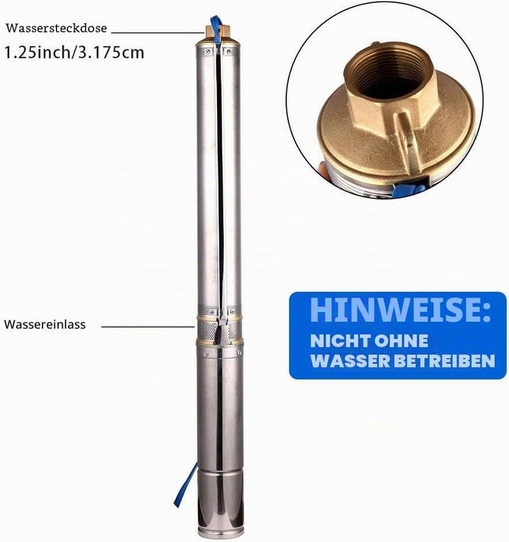 SHYLIYU Edelstahl Tauchpumpe für Brunnen Gartenbewässerung oder Heimgebrauch 0.55KW Pumpe für Brunne