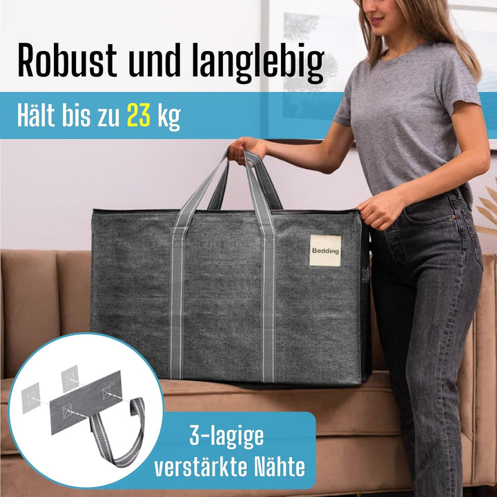 VENO 102 Liter Grosse Aufbewahrungstasche, Aufbewahrungsbox mit Deckel, Starke Griffe Umzugstaschen
