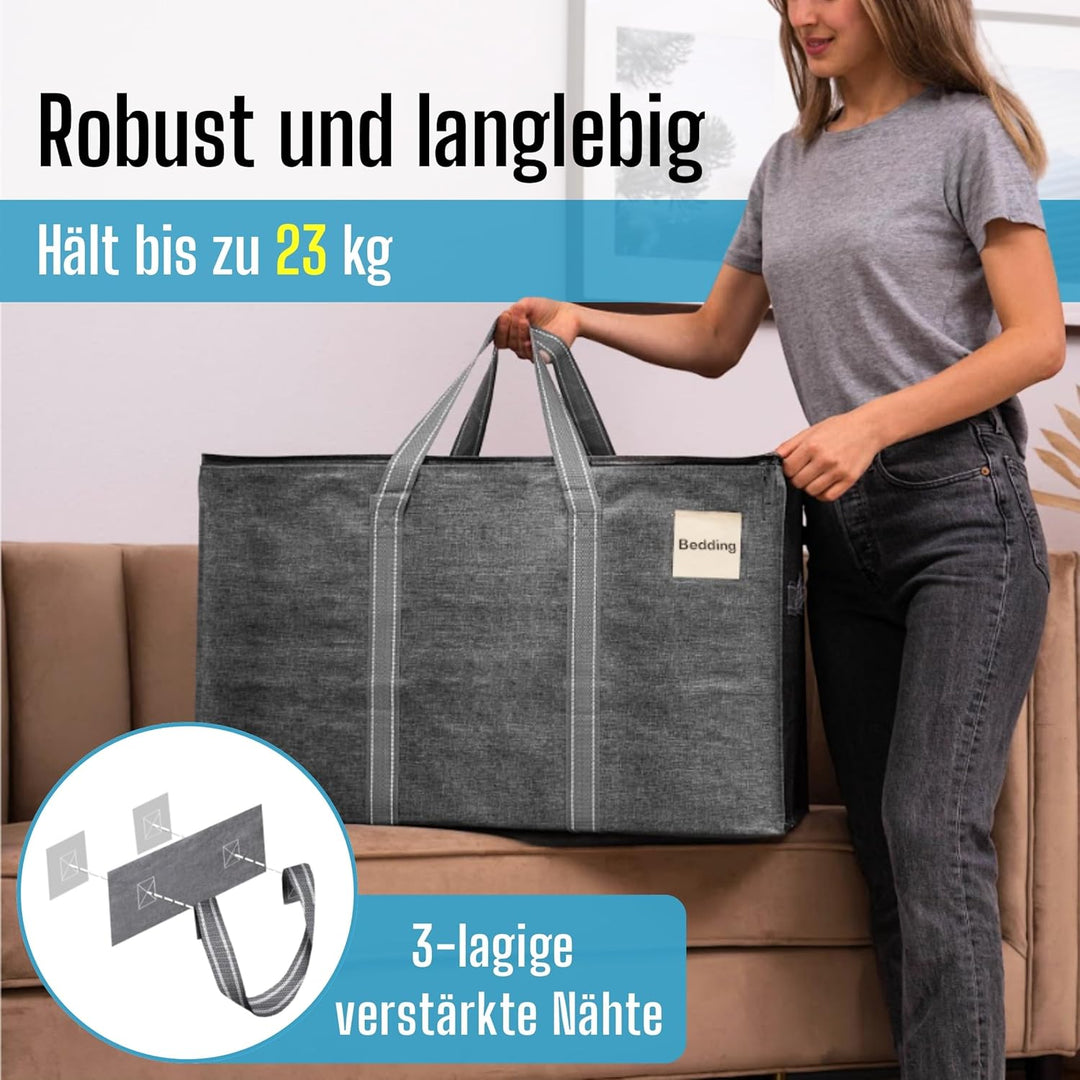 VENO 102 Liter Grosse Aufbewahrungstasche, Aufbewahrungsbox mit Deckel, Starke Griffe Umzugstaschen