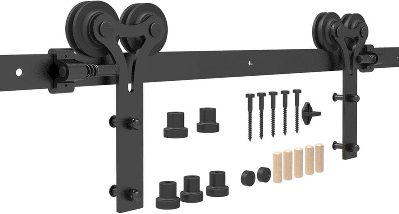 CCJH Schiebetüren Schiebetürsystem, 6FT (183cm) Laufschiene Schiebetuer Y Form Rolle Set fuer Schieb