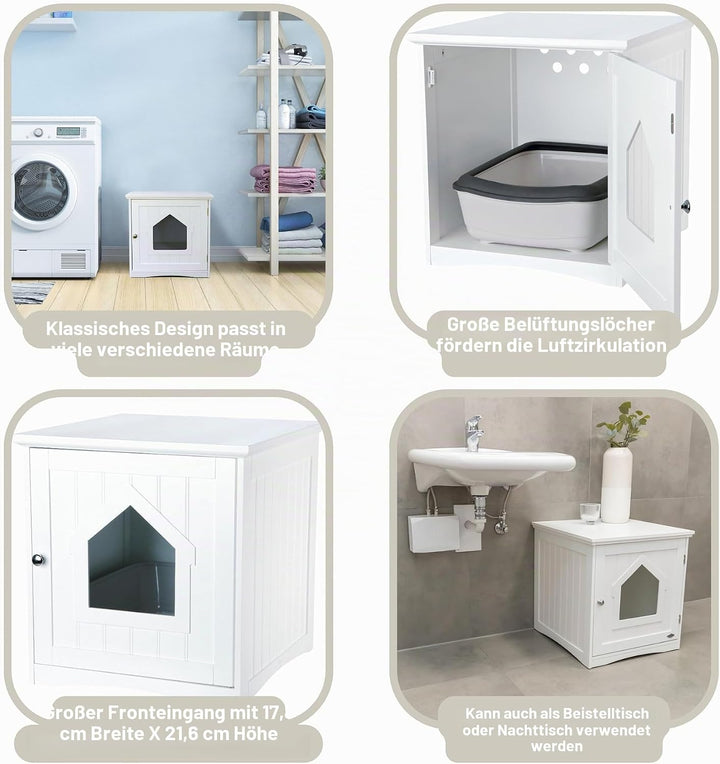 Trixie 40290 Katzenhaus für Katzentoilette, 49 × 51 × 51 cm, weiss Katzenhaus weiss, Katzenhaus weis