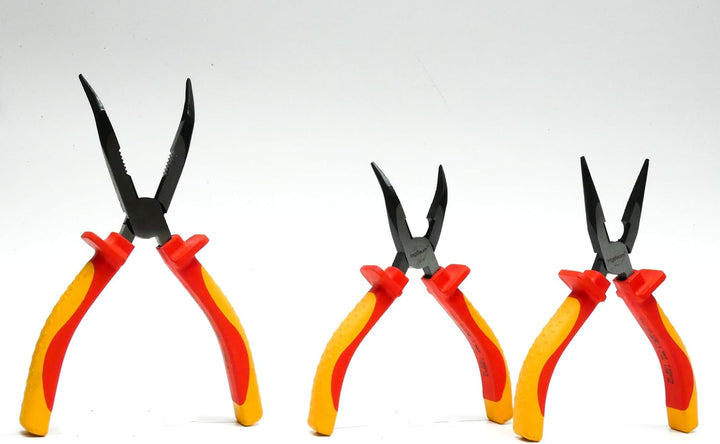 VDE Spitzzangenset, 3 VDE-Spitzzangen, 6"/170mm & 8"/210mm | Gerade und 45° abgewinkelt, Abgewinkelt