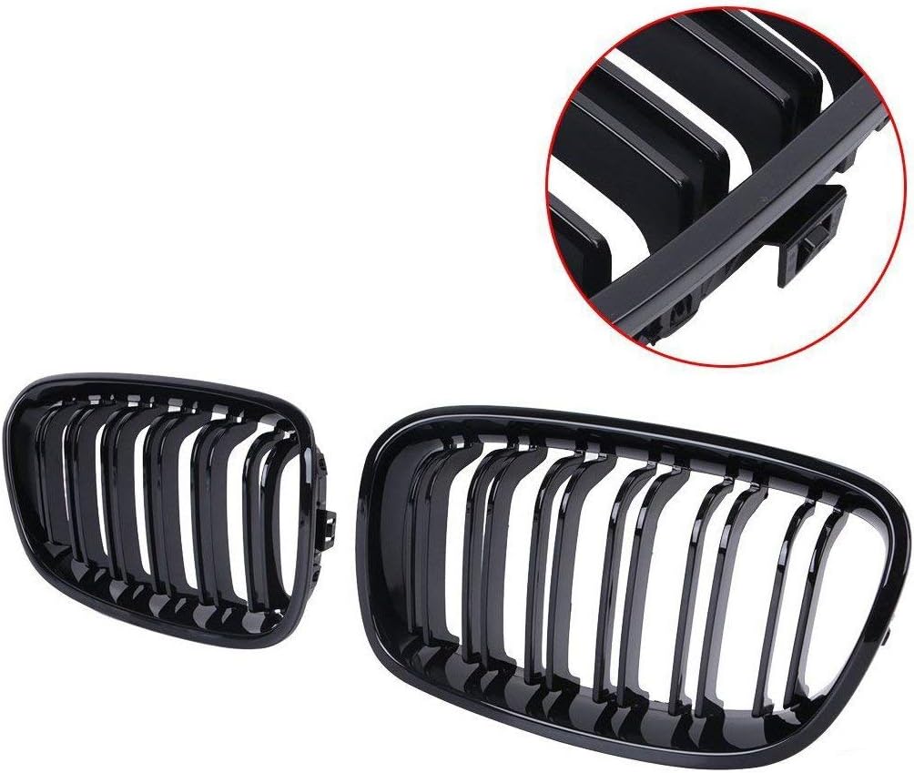 Beside_Auto JK140 F20 F21 1er-Serie 2011–2014 Glänzend Schwarz Sport Nieren Doppellinien Kühlergrill