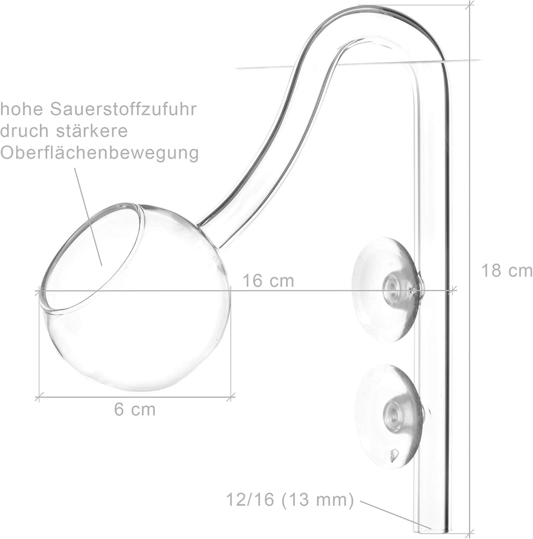 USCAPE Moon Pipe Outflow Glas - Aquarien Filterauslauf Glasware (13mm (12/16mm)), 13mm (12/16mm)