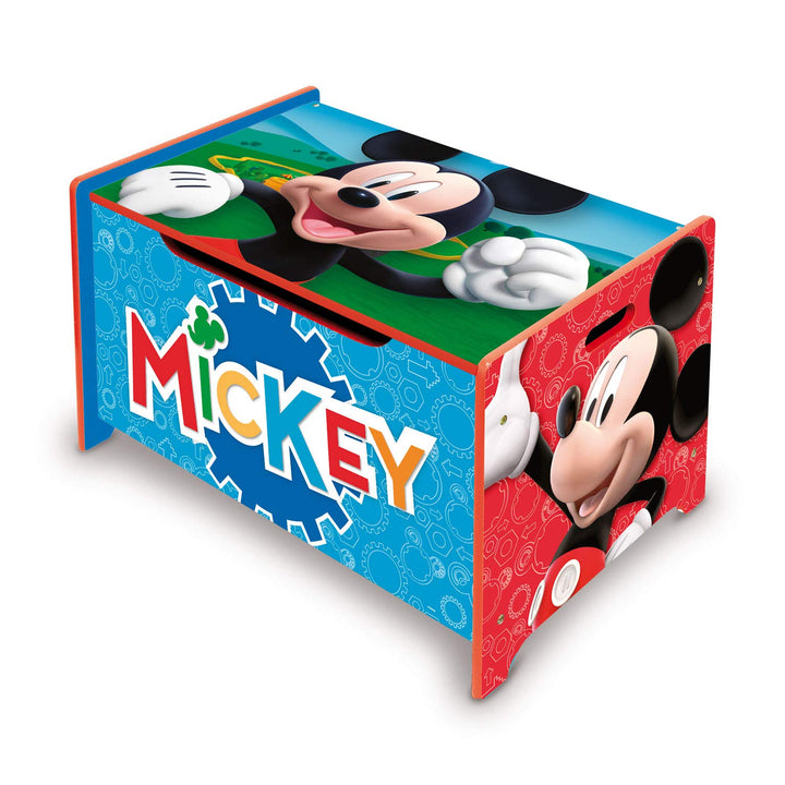Disney Nixy Children Spielzeugkiste mit Bank aus Holz, Mickey Mouse