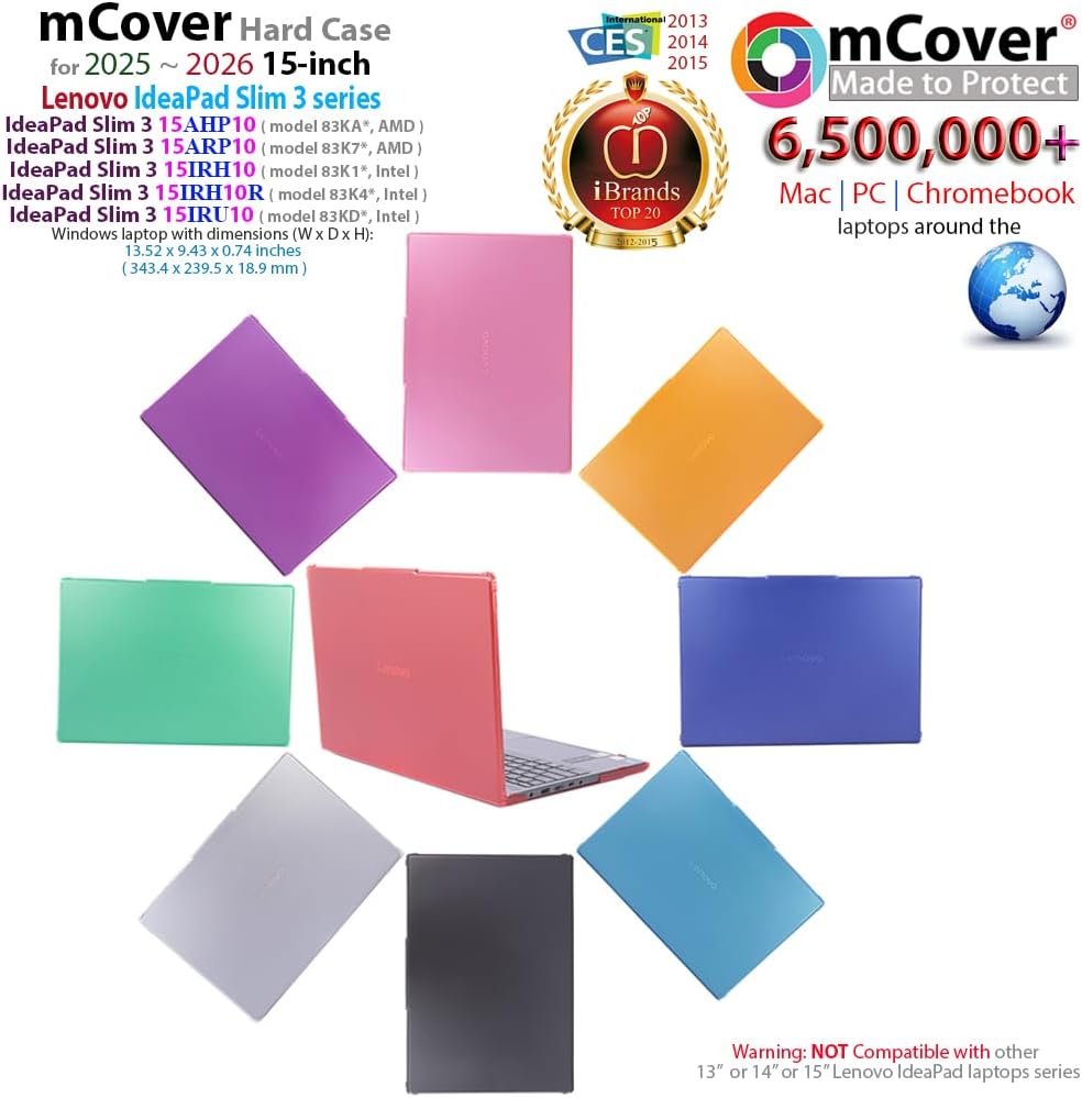 mCover Nur kompatibel mit Lenovo IdeaPad Slim 3 15AHP10 / 15ARP10 / 15IRH10 / 15IRH10 / 15IRU10 Seri