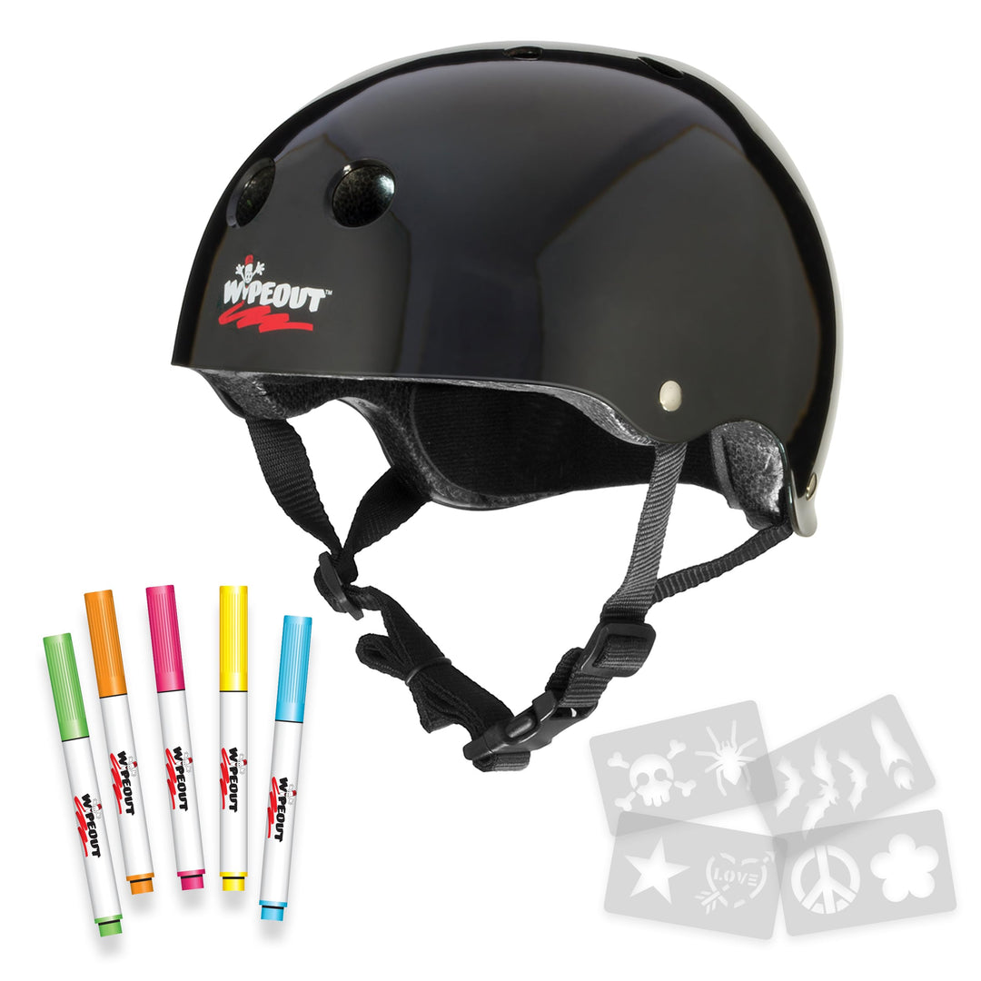 Wipeout Unisex Jugend, Schwarz, Dry Erase Kinder-Fahrradhelm für trocken abwischbare Marker, ab 8 Ja