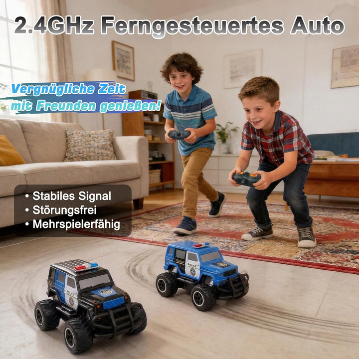 Pup Go Polizeiauto Ferngesteuert mit Licht für Kind 3-9 Jahr, Nikolaus Geschenke für Jungen, Robust