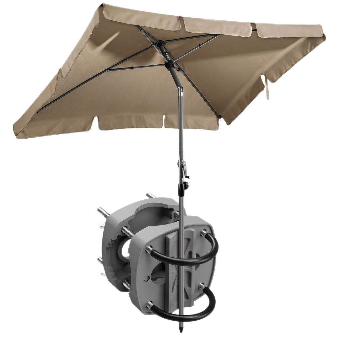 4smile SunnyShade Sonnenschirm Balkon mit Halterung im 3-er-Set, UV 50+, 200x125 cm, Taupe, für Balk