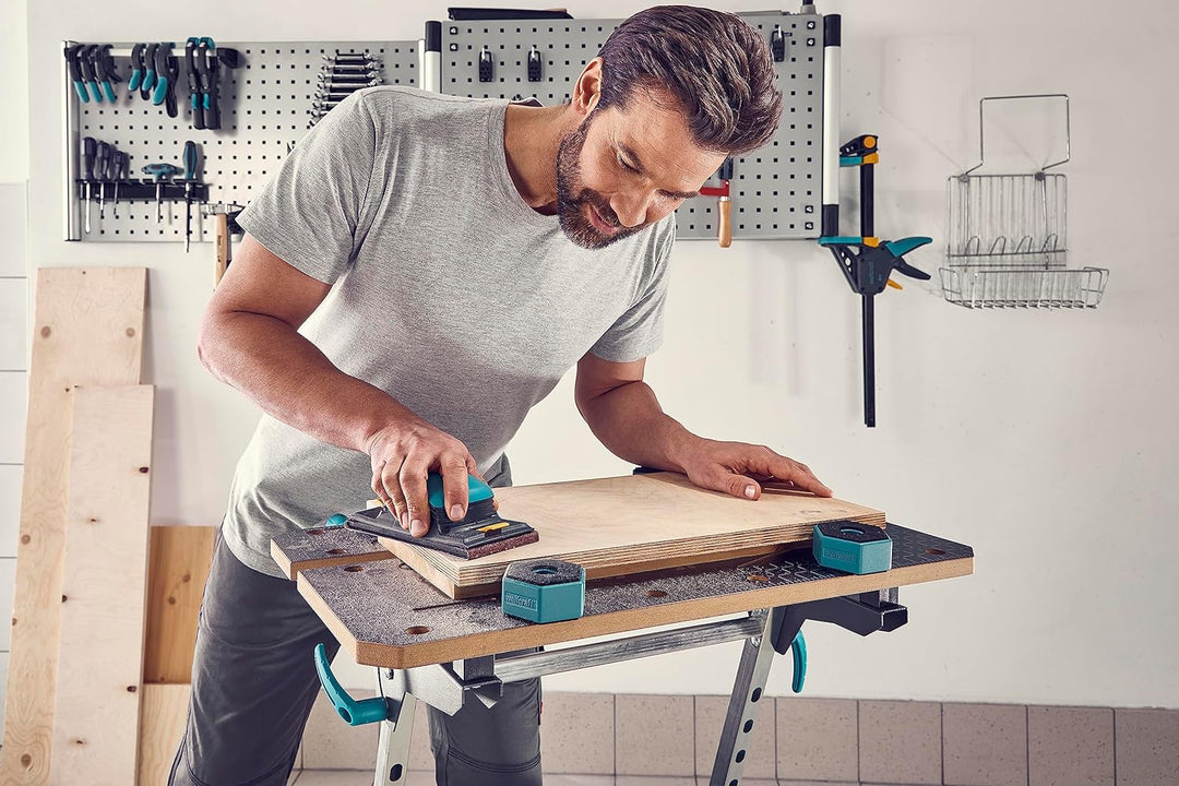 wolfcraft Multifunktionale Werkstückauflagen I 6892000 I Rutschfeste Auflage für Werkstücke, 4 Stück