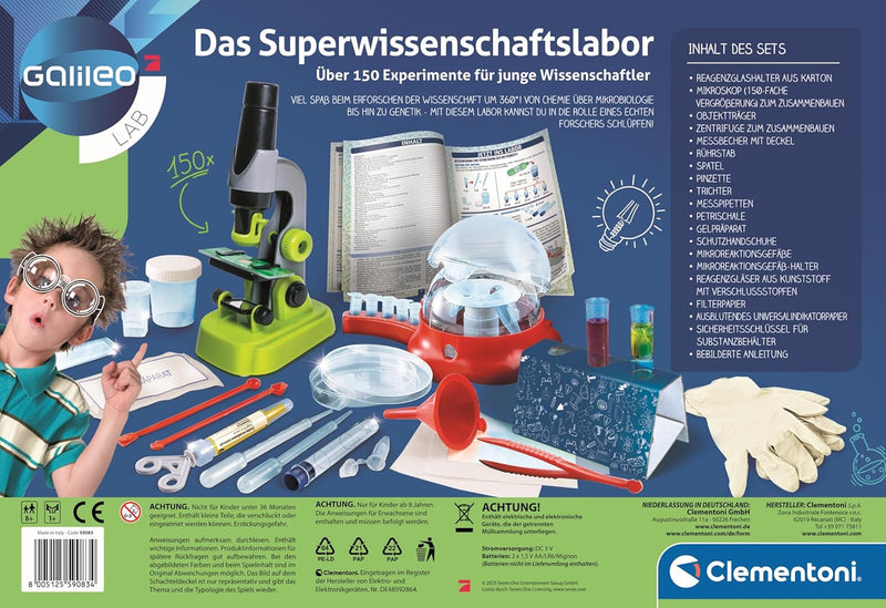 Clementoni Galileo Lab – Das Superwissenschaftslabor, 150 spannende Versuche für Zuhause, Labor mit