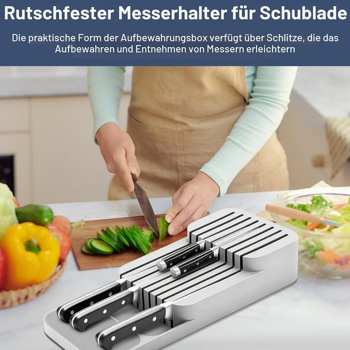 Zweistufiges Design Schubladenaufbewahrung Messer Mit Schlitzen Versehen Schublade Organizer Messerb
