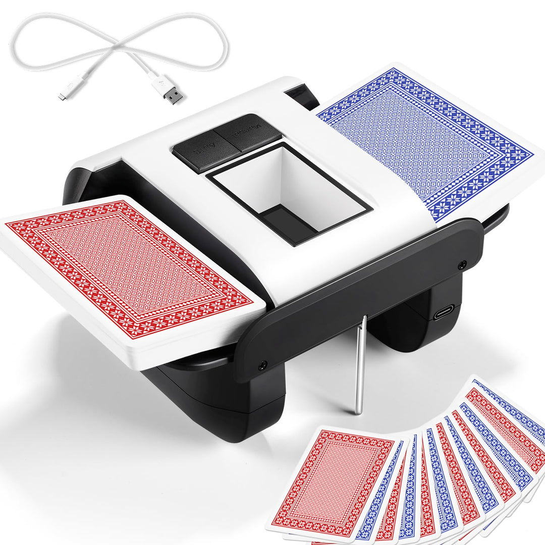 BATURU Wiederaufladbarer kartenmischmaschine elektrische, Automatischer Kartenmischer 2 Stapeln - sc