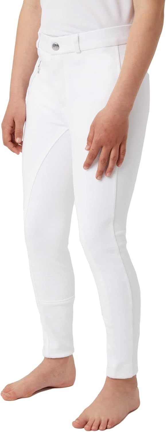HORZE Kinder Reithose Active, Vollbesatz Reithose Mädchen mit Silikon 8 Weiss, Weiss 8