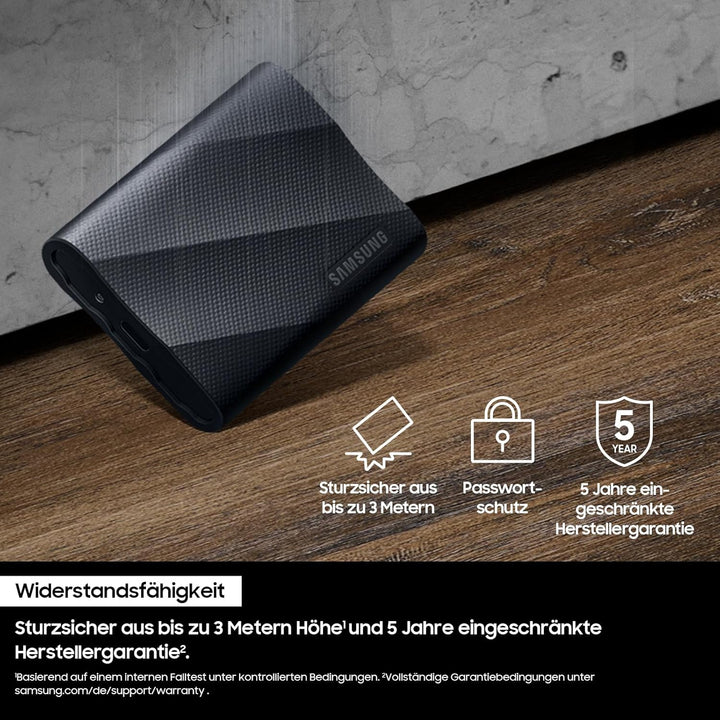 Samsung Portable SSD T9, 4 TB, 2.000 MB/s Lesen, 2.000 MB/s Schreiben, USB 3.2 Gen.2x2, Externe Fest
