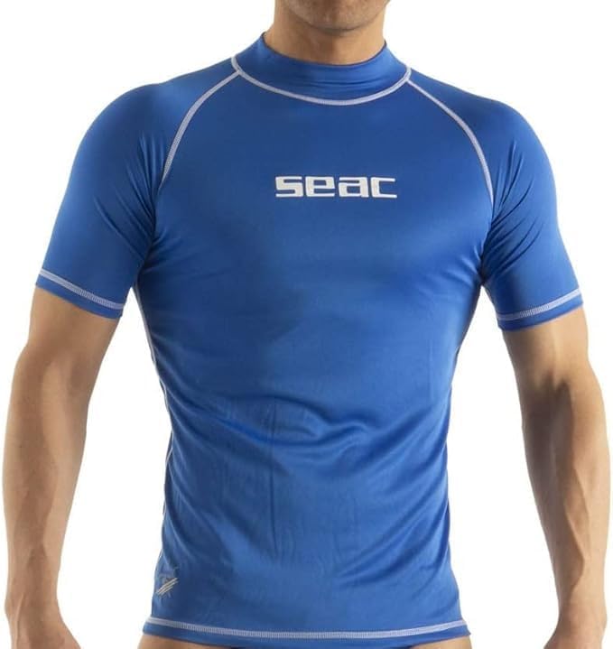 SEAC Unisex – Erwachsene T-Sun Short, Rash Guard zum Schwimmen, Surfen, Tauchen, UV-Schutz, schwarz,