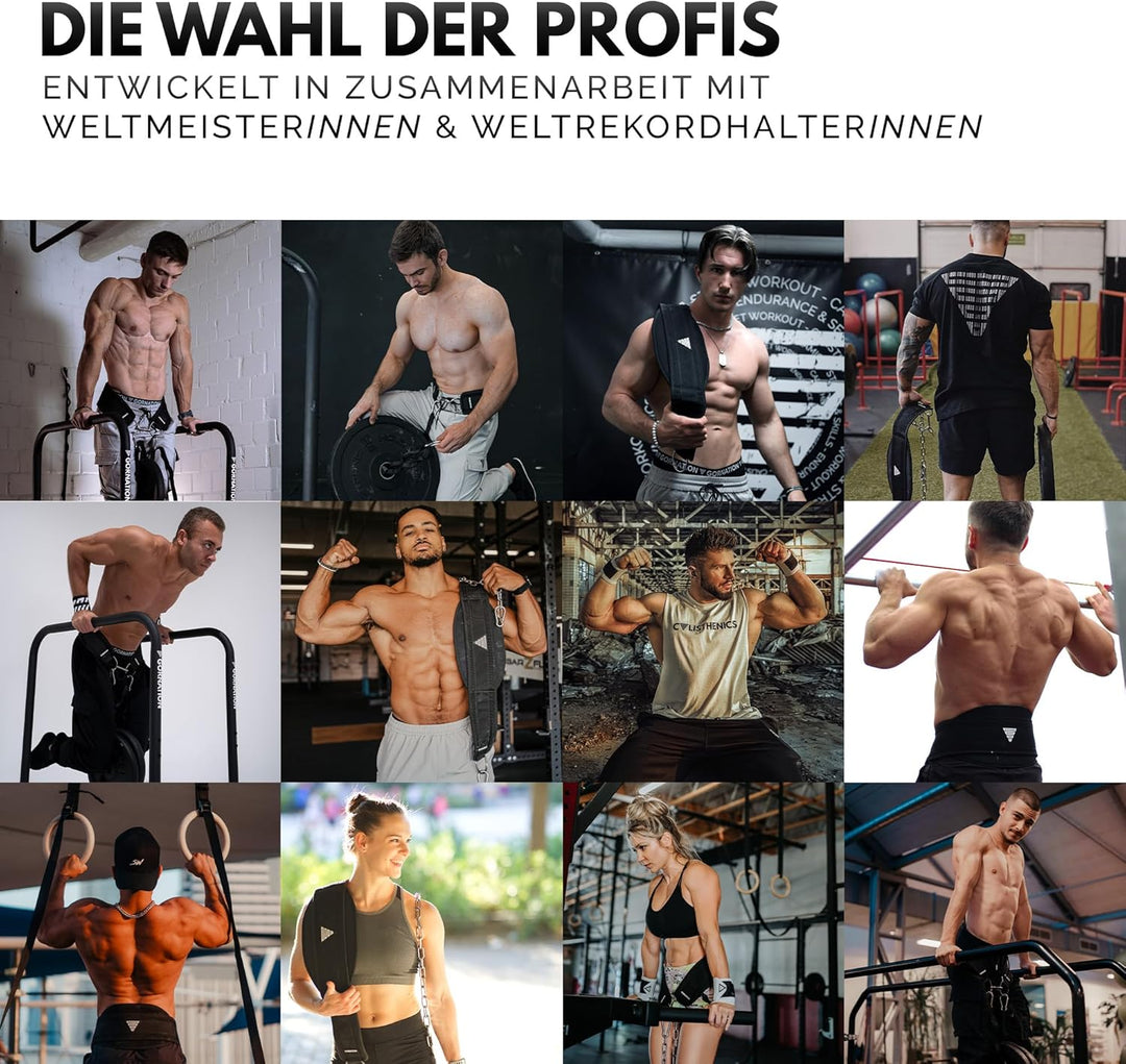 GORNATION Dip Gürtel, Dip Belt mit Kette oder Seil, für Dips & Krafttraining, Trainingsgürtel mit Ch