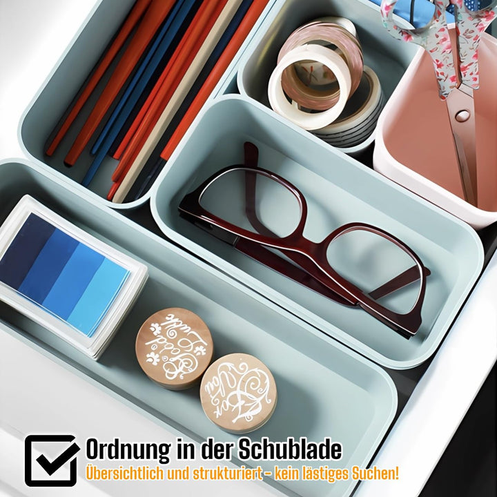 1x Schubladen-Organizer Set Aufbewahrungs-Box Einteiler Trenn-System verstellbar Utensilien Stauraum