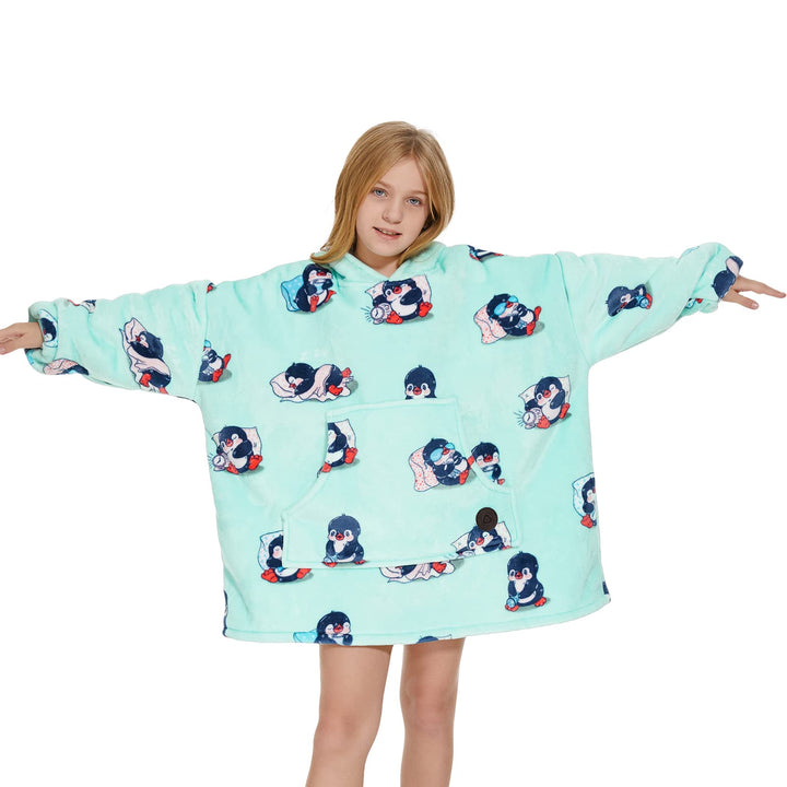 THREE POODLE Oversize Decken Pullover Kuschelpullover für Kinder, Warm und Weiches Futter, Übergross