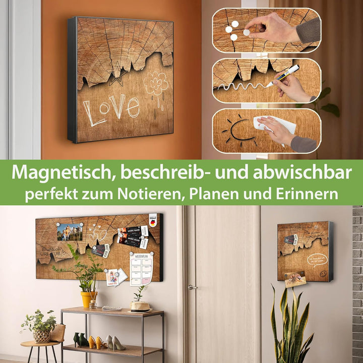 banjado Grosser Schlüsselkasten Glas - Schlüsselbox 30x30cm mit 50 Haken - Schlüsselkasten modern fü