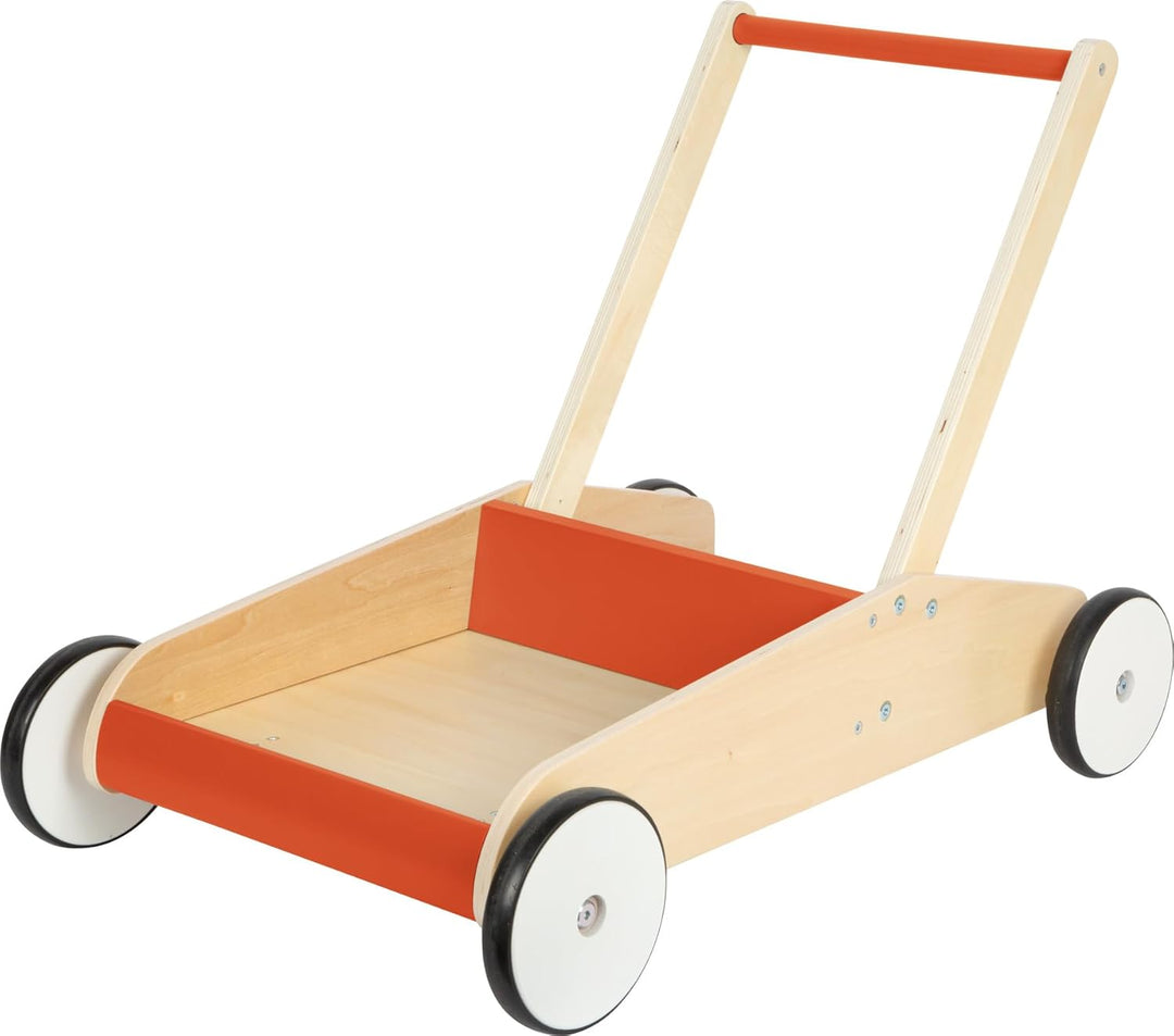 small foot Lauflernwagen Kupferrot, robuster Schiebewagen aus Holz, mit grosser Ladefläche, ab 12 Mo