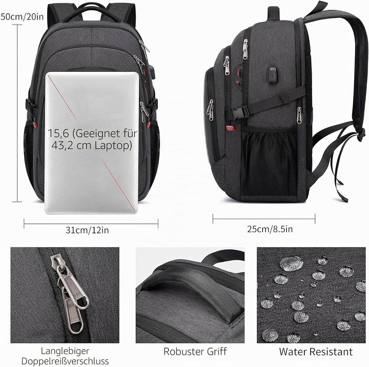 Cafele Rfid Anti-Diebstahl-Rucksack Laptop Schulrucksack Teens Bookbag Mittlerer Computerrucksack mi