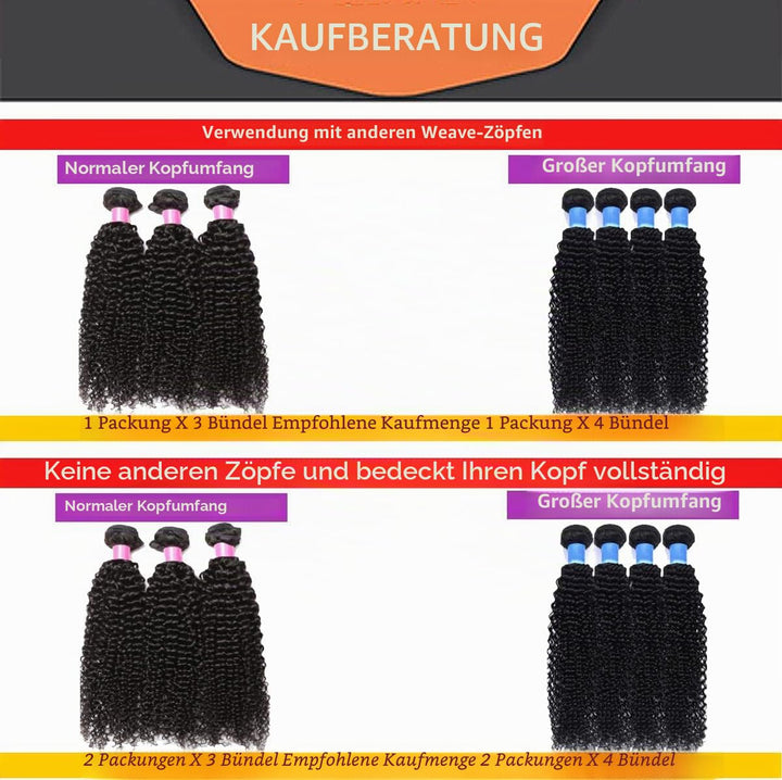 RICHAIR Human Hair Bundles, Curly Wave 3 Bundles, 16 Inches (40.64 cm), Human Hair Brazilian Curly H