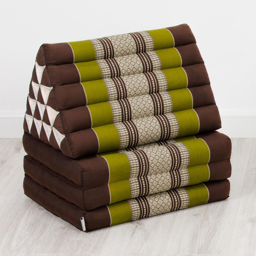 livasia Thaikissen 3 Auflagen extrahoch - 185x55x8cm - Dreieckskissen mit Klappmatratze, Kapok, Jumb