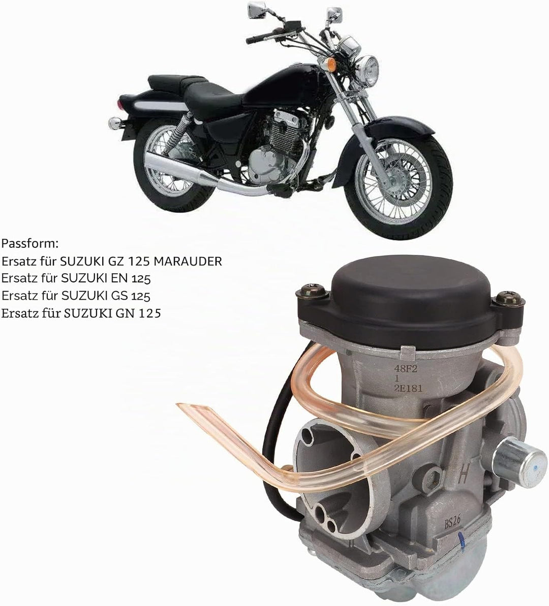 Motorradvergaser für SUZUKI GZ125 Marauder für GN125 GS125 EN125 Metallmotor Carb Vergaser und Choke