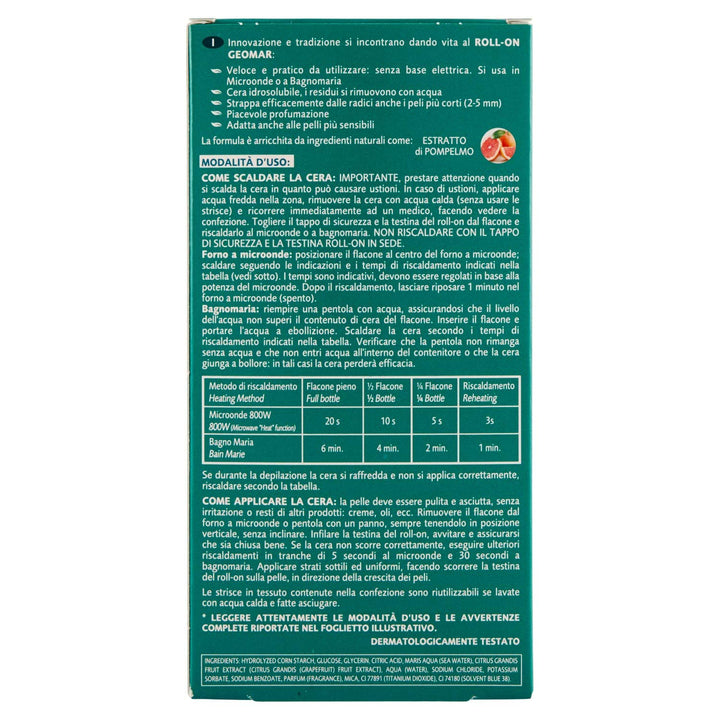 Geomar Geomar Kit Roll-On Enthaarungswachs Körper Grapefruit + 20 Streifen - 500 g