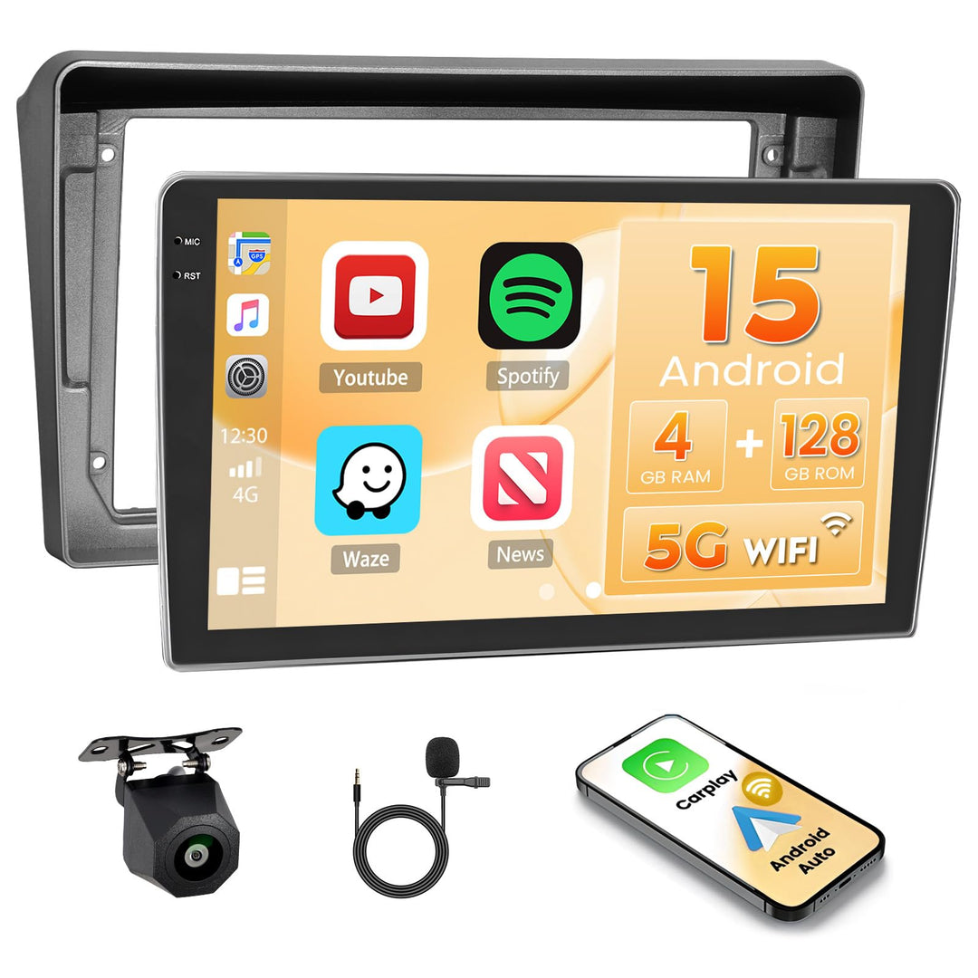 Hikity Android 15 4+128G Autoradio für Peugeot 407 2004-2011 mit 9 Zoll Incell Touchscreen, Autoradi