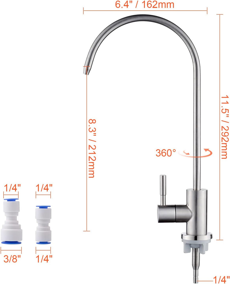 Ibergrif Umkehrosmose (RO) Wasserhahn für 1/4" und 3/8" Zoll, Osmoseanlage Spültischbatterie Wasserf