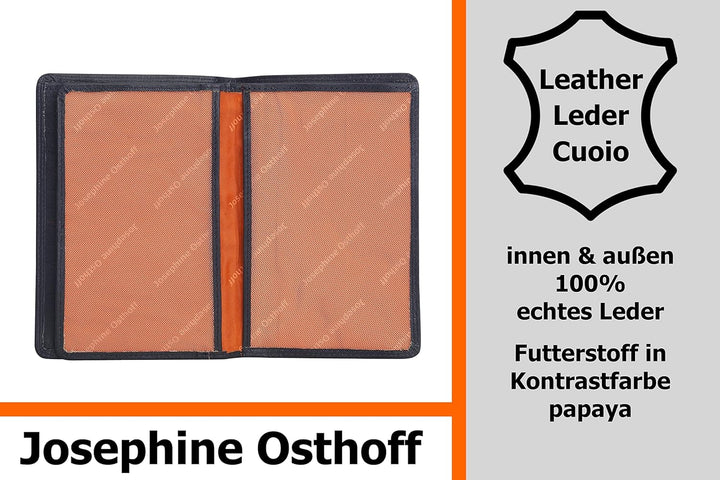 Josephine Osthoff Brieftasche Herren Leder Ausweisetui Reisepasshülle Hochformat Ausweishülle Damen