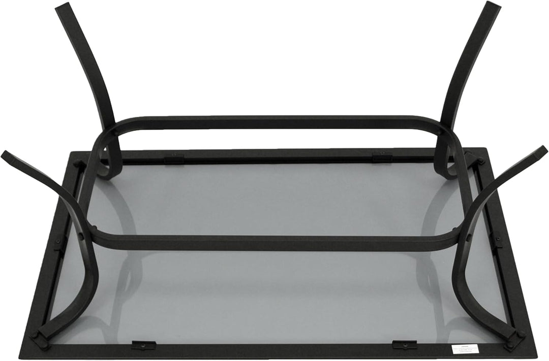 DEGAMO Beistelltisch Zagreb 102x61x48cm, Stahl schwarz, Tischplatte Glas grau getönt, Indoor und Out