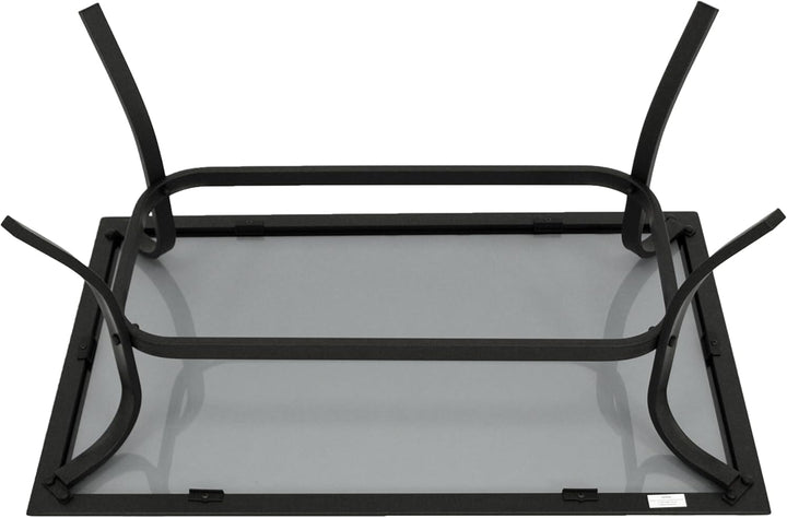 DEGAMO Beistelltisch Zagreb 102x61x48cm, Stahl schwarz, Tischplatte Glas grau getönt, Indoor und Out