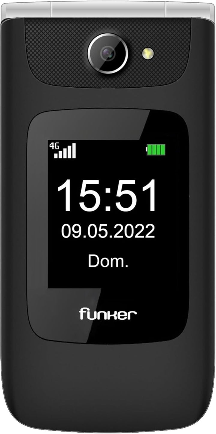 Funker C250 Comfort Power 4G Klapphandy für Senioren, Ladestation, kontrastreiche Tastatur, SOS-Tast