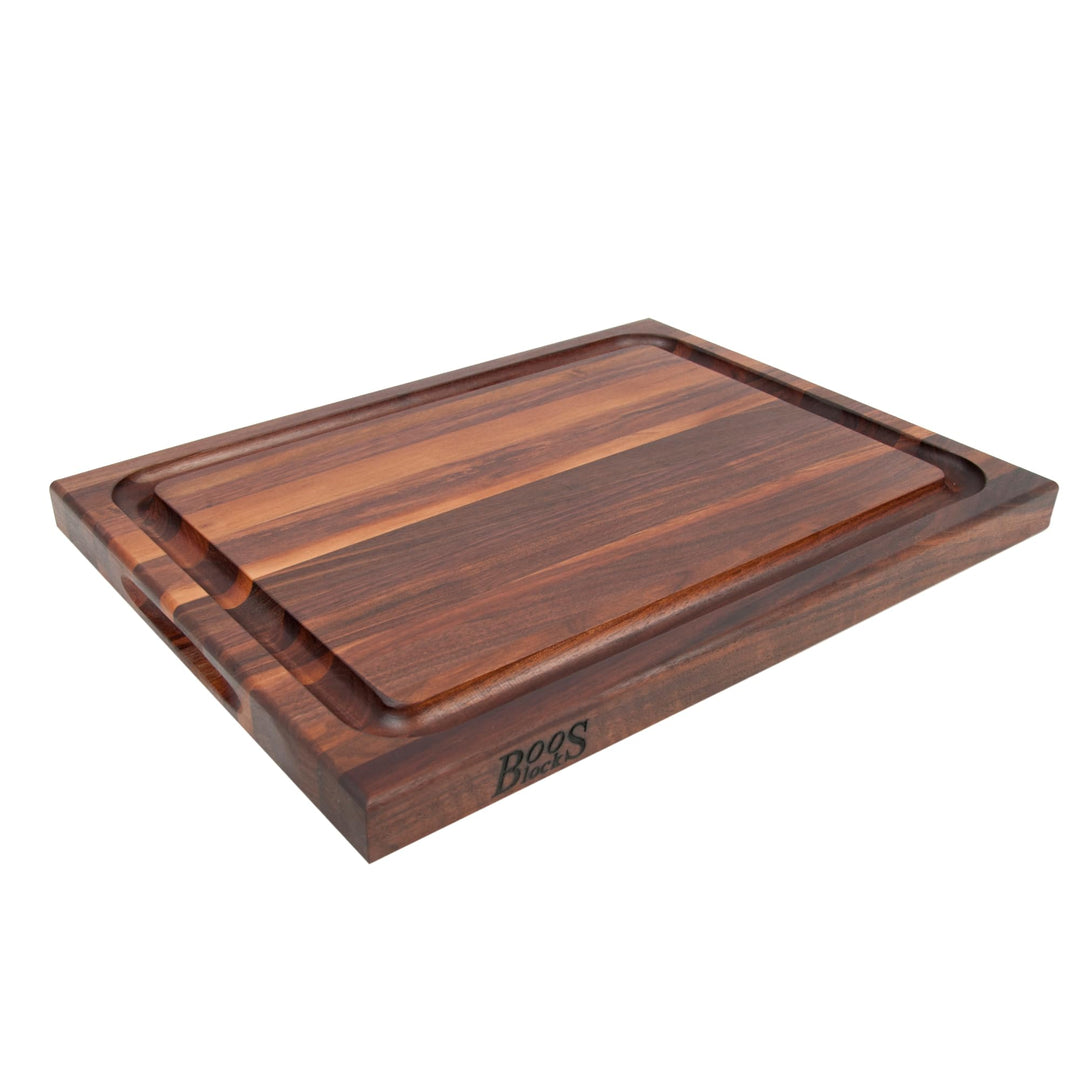 Boos Block BBQ Walnussholz Schneidebrett - Saftrille - Seitlichen Griffmulden – Profi-Schneidebrett