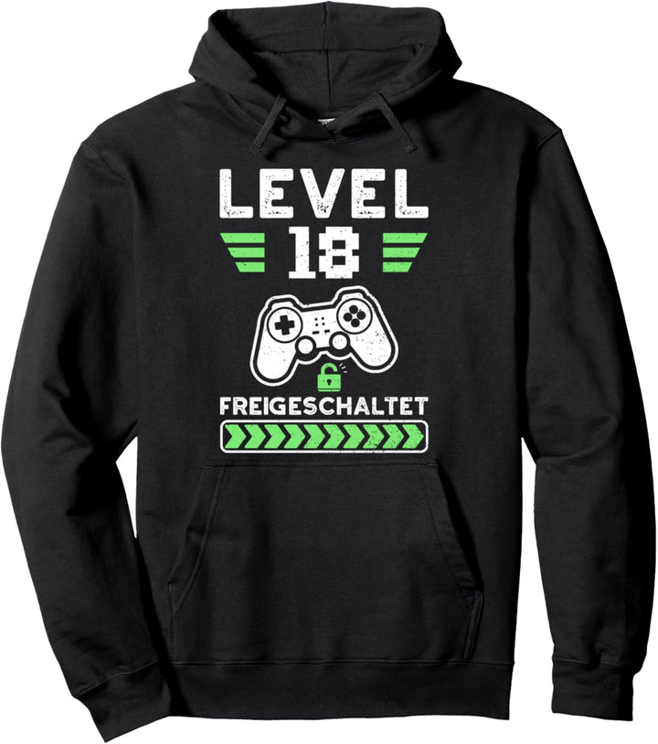 Gaming: Level 18 Freigeschaltet - 18. Geburtstag Sprüche Pullover Hoodie