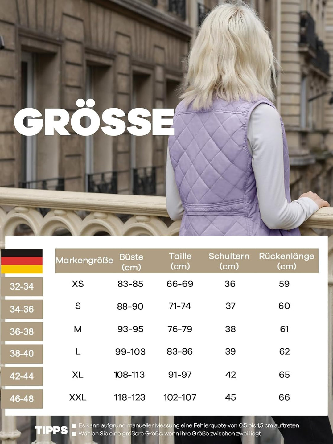 fuinloth Damen Weste mit Stehkragen Westen Steppweste Leicht Ärmellos Jacke mit Reissverschluss Tasc