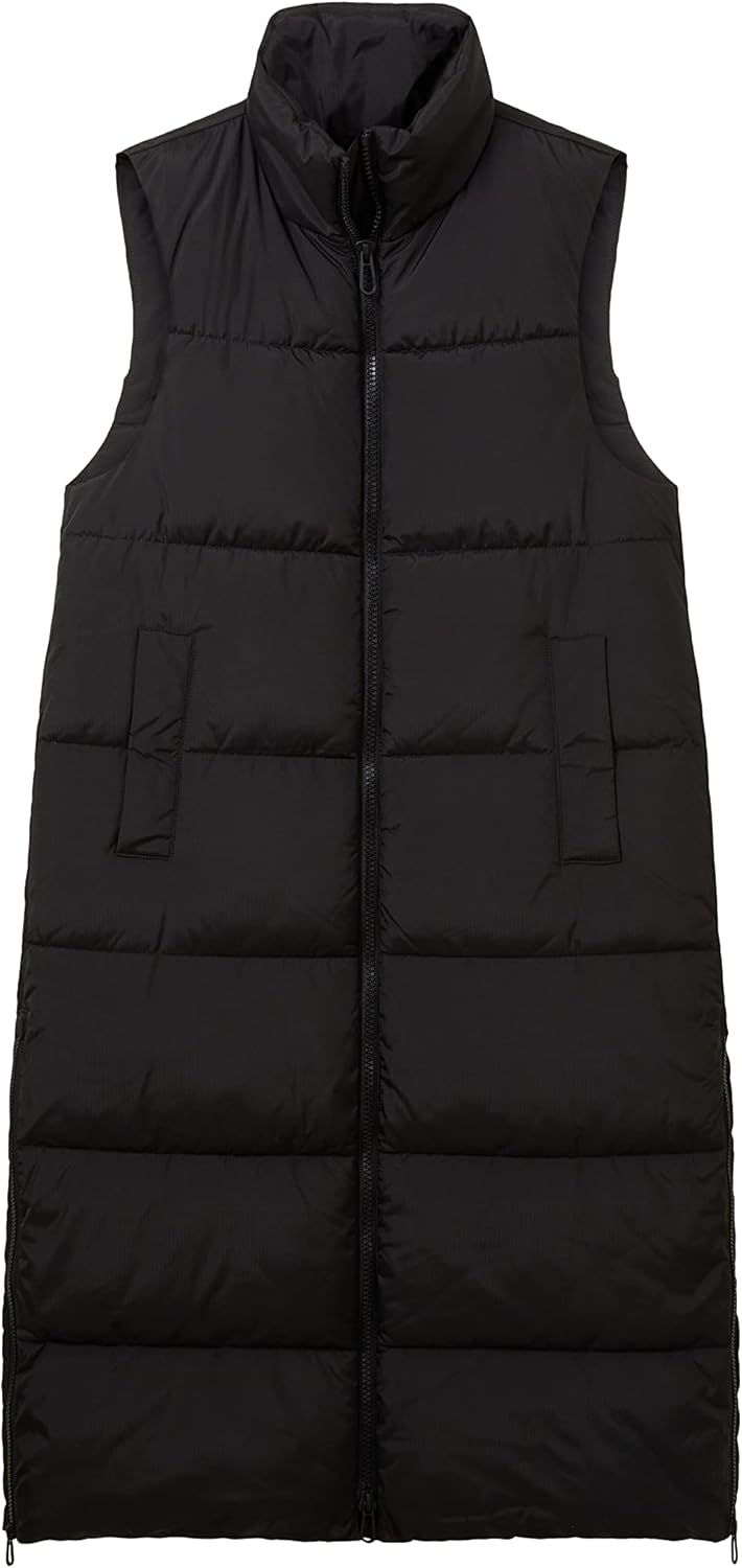 TOM TAILOR Denim Damen Denim Longstyle Puffer Weste XS 14482-deep Black, XS 14482-deep Black