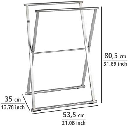 WENKO Handtuchständer Lava Edelstahl - Kleiderständer, klappbar, Edelstahl rostfrei, 53.5 x 80.5 x 3