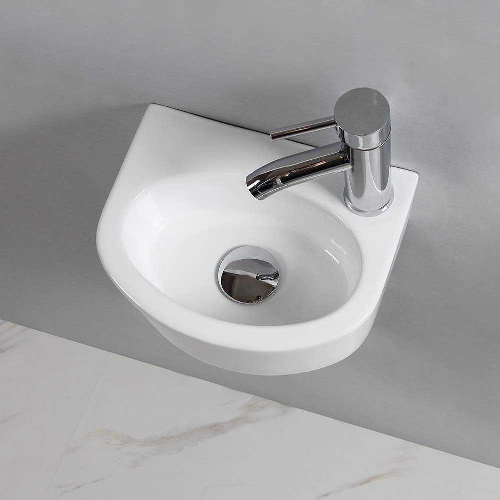 Ovaler Waschtisch, Wandmontage, Keramik-Waschbecken, für kleine Garderoben und Badezimmer, . Moderne