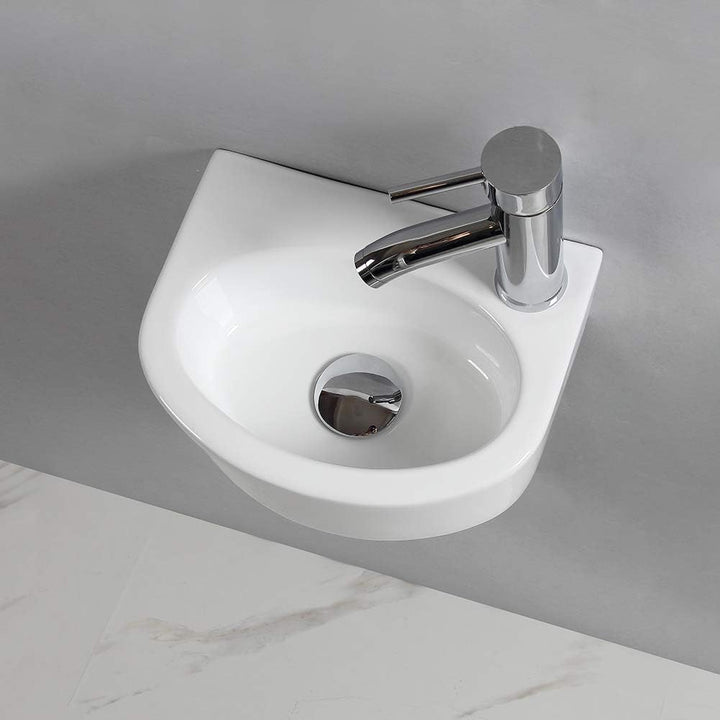 Ovaler Waschtisch, Wandmontage, Keramik-Waschbecken, für kleine Garderoben und Badezimmer, . Moderne