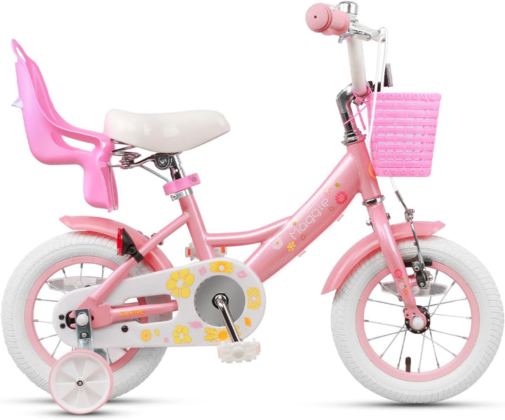 Glerc Maggie 12 14 16 Zoll KinderFahrrad für 2-7 Jahre Mädchenfahrrad alt mit Puppe-Sitz & Stützräde