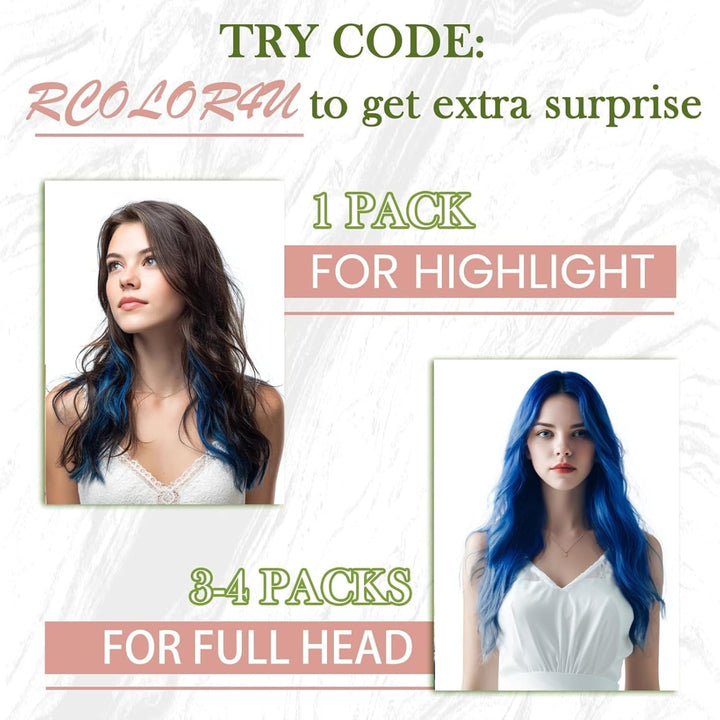 RUNATURE Echthaar Extensions Tape Blau 35cm Echte Haare 10 Stück Unsichtbare Tape Extensions Echthaa