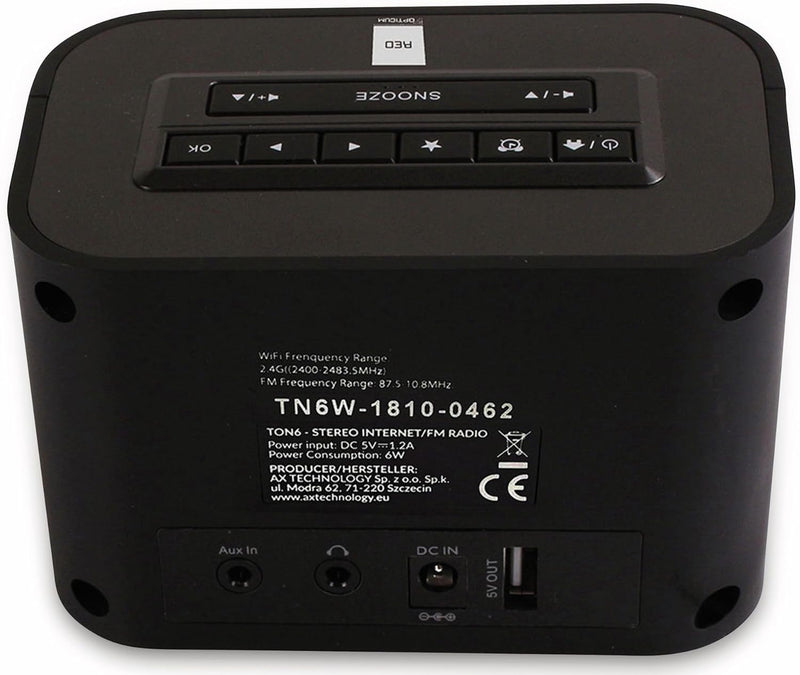 RED OPTICUM Ton6 UKW/Internet-Radio schwarz - Tragbares Internetradio WLAN mit Kopfhörerausgang - AU