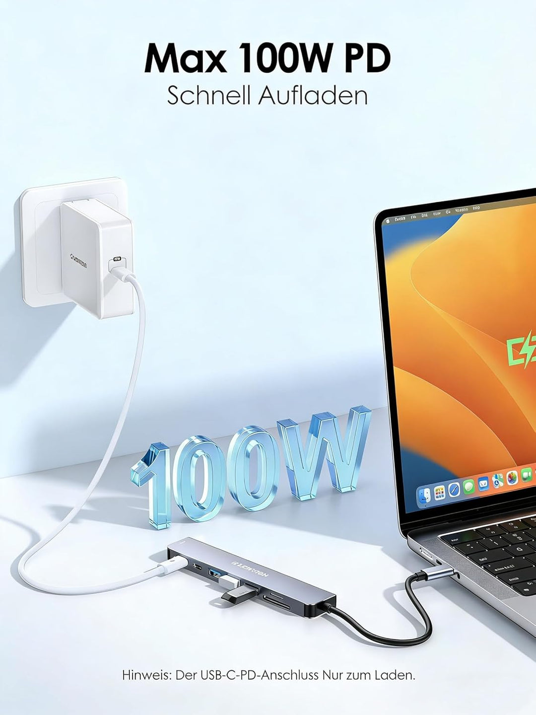 LENTION USB C Hub mit 4K60Hz HDMI, 100W PD, SD/TF Kartenleser, Typ-C Datei, USB 3,0 Adapter auf USB-