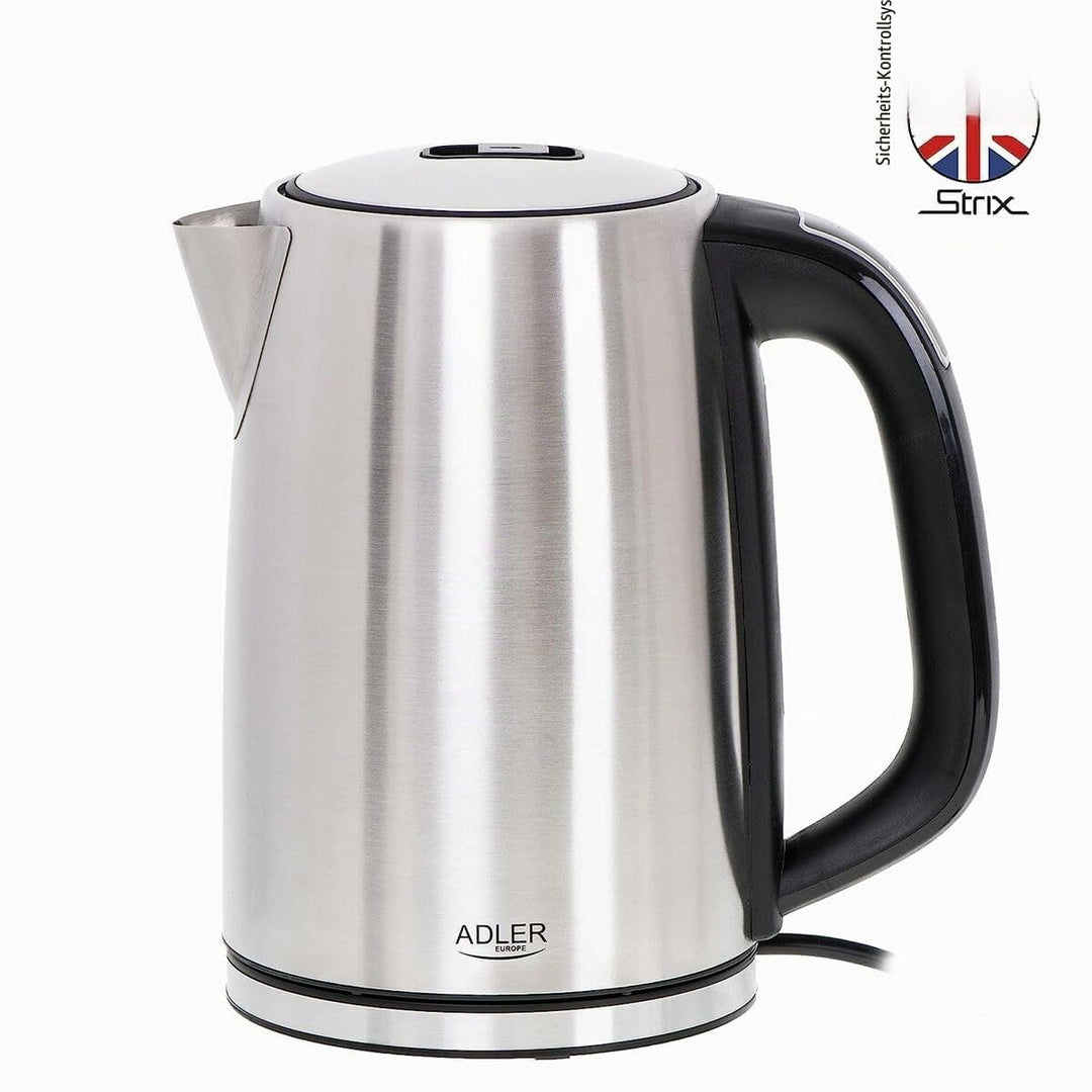 ADLER AD 1340 1,7L Stahlkessel mit LCD, Wasserkocher mit Temperaturkontrolle, silber