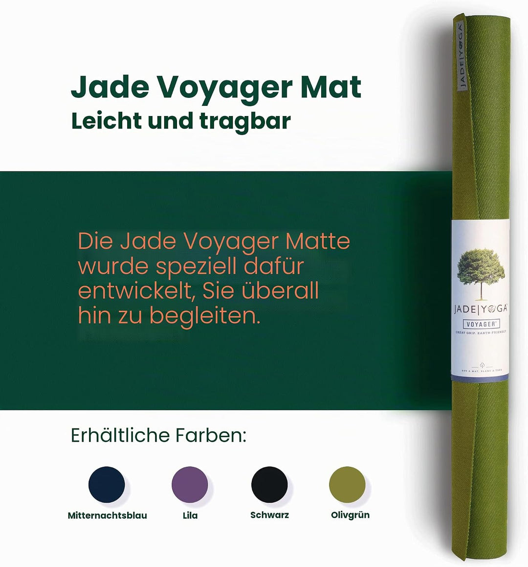 Jade Yoga Voyager Yogamatte, 1,6 mm olivgrün, olivgrün