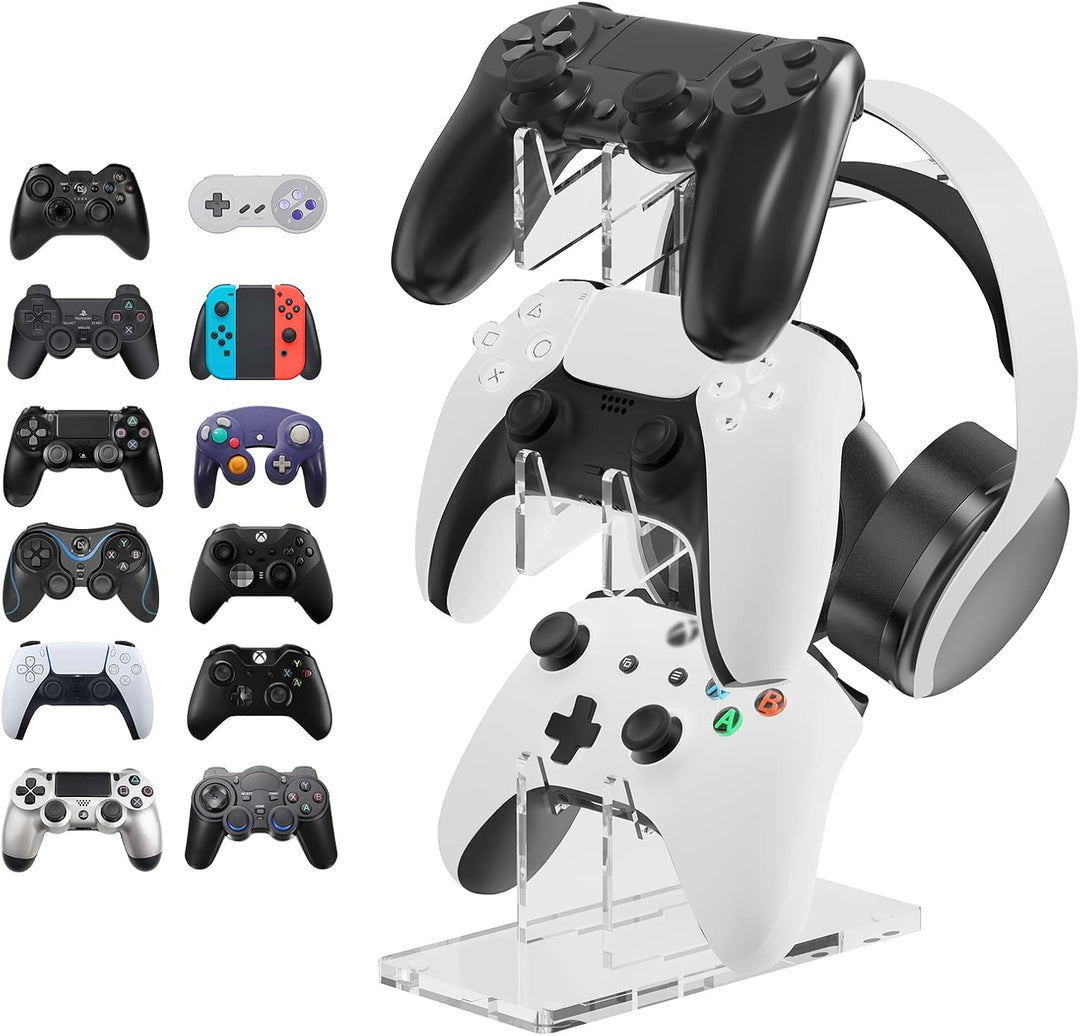 Linkidea Universal 3-Tier-Controller-Ständer und Headset-Ständer, Controller-Zubehör mit Kristallstr